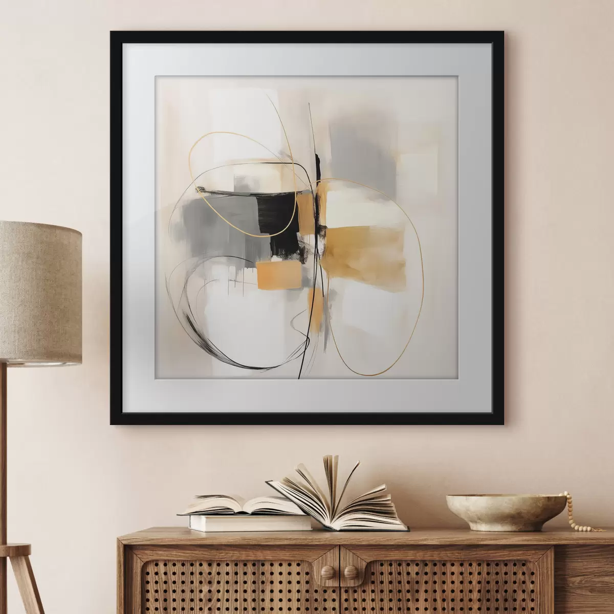 Poster Astratto, linee e forme in stile olio f46322