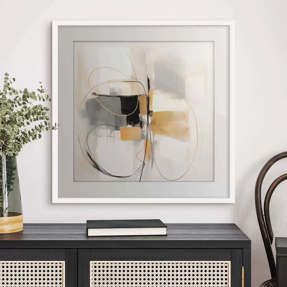 Poster Astratto, linee e forme in stile olio f46322
