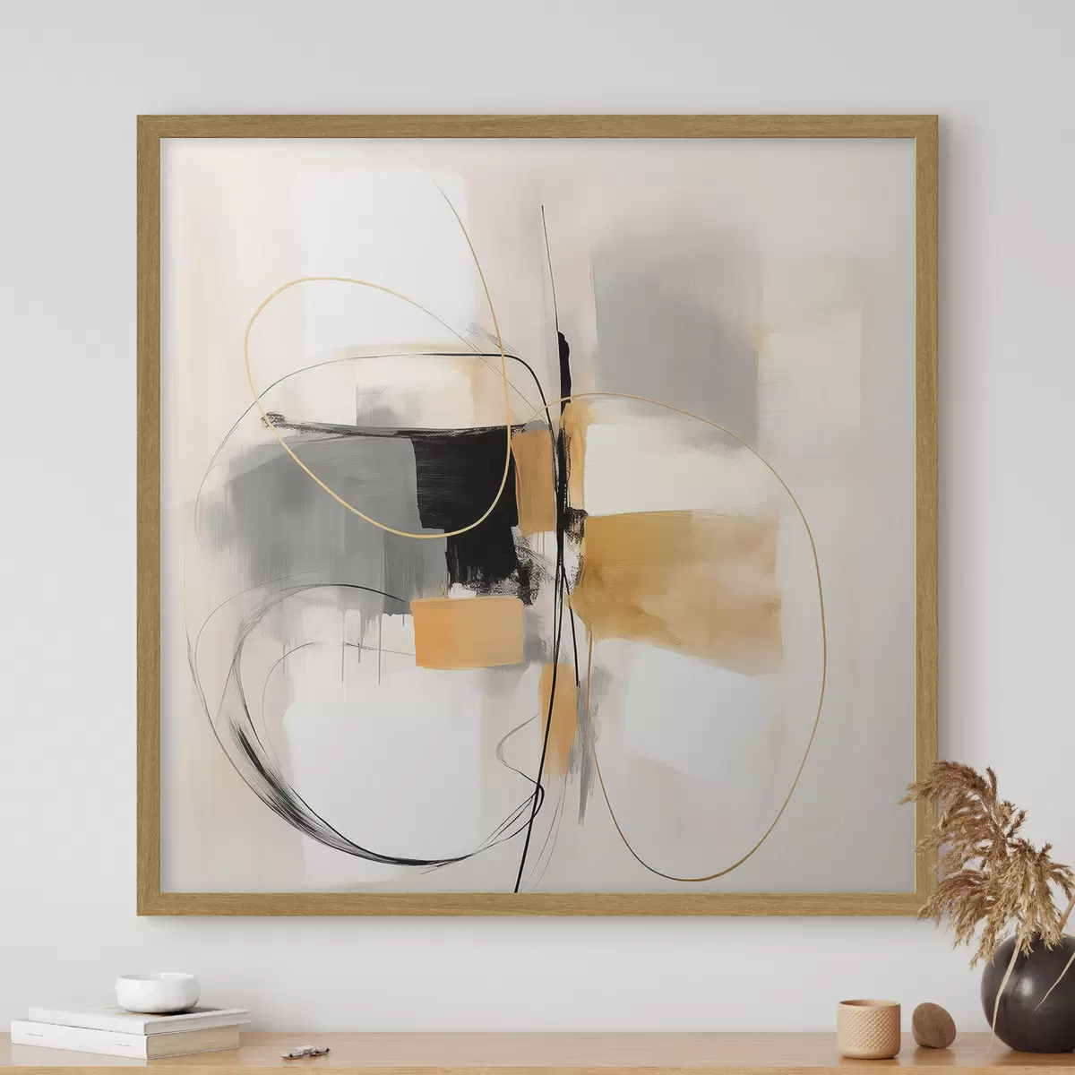 Poster Astratto, linee e forme in stile olio f46322