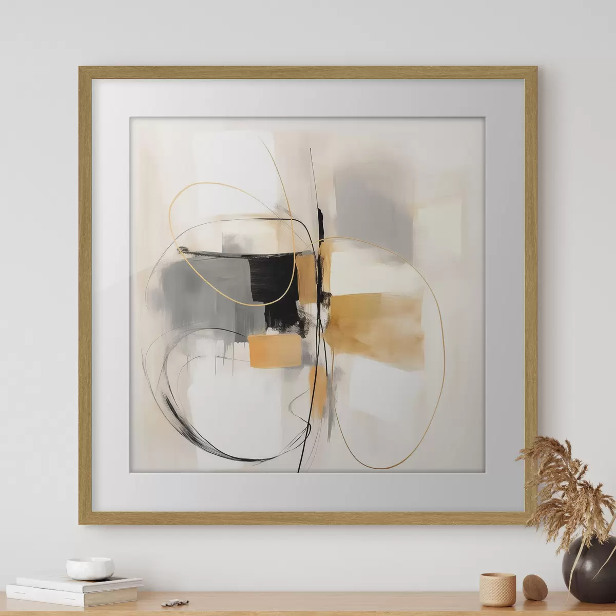 Poster Astratto, linee e forme in stile olio f46322
