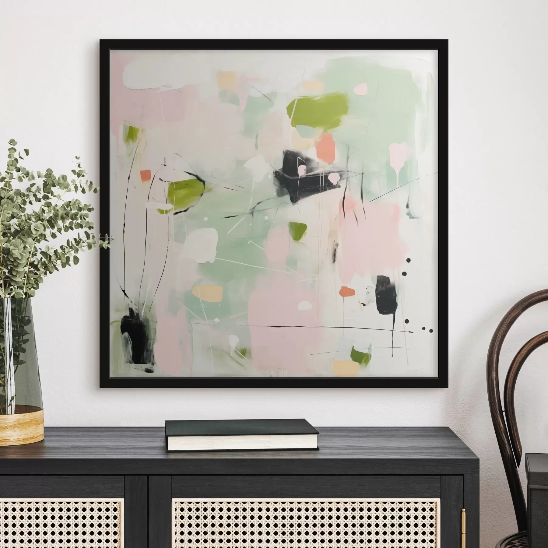 carta da parati Rosa e menta, pennellate pastello nr. f46324