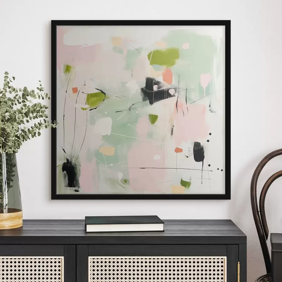 carta da parati Rosa e menta, pennellate pastello nr. f46324