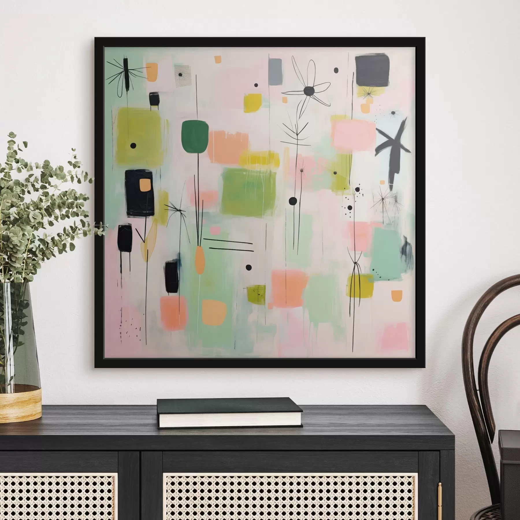 carta da parati Fiori astratti, composizione leggera in stile olio nr. f46325