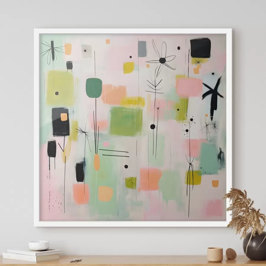 carta da parati Fiori astratti, composizione leggera in stile olio nr. f46325