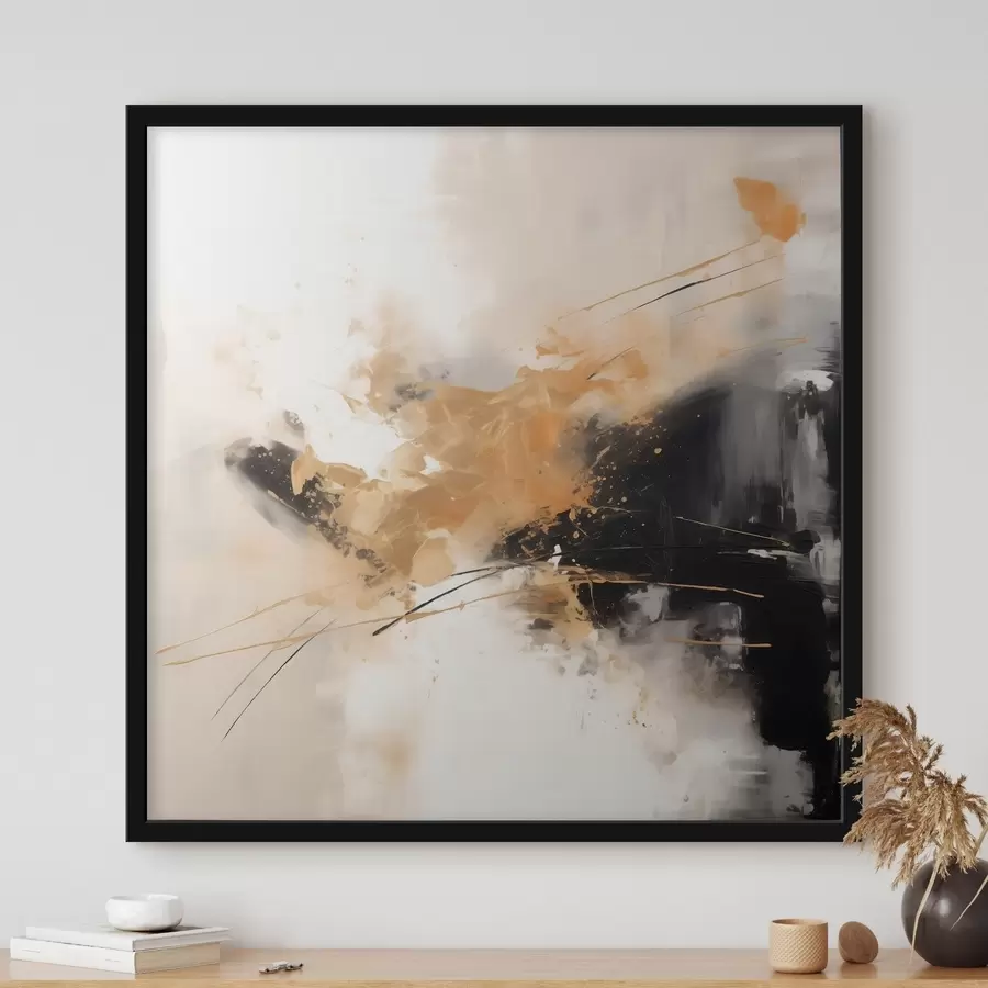 carta da parati Tratti arancioni e neri, astrazione moderna nr. f46327