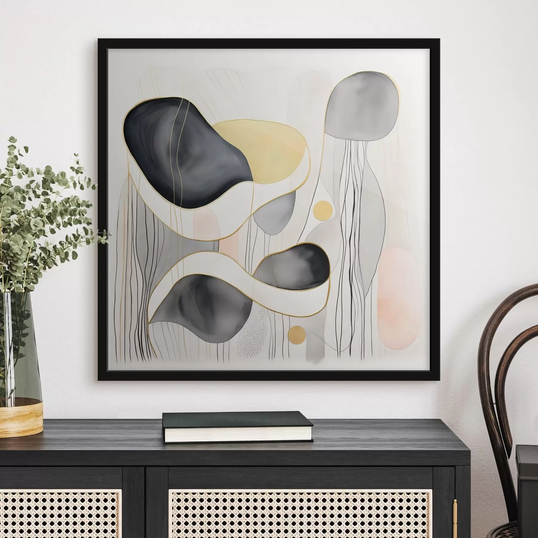 carta da parati Composizione neutra, macchie grigie e sabbiose in stile moderno nr. f46334