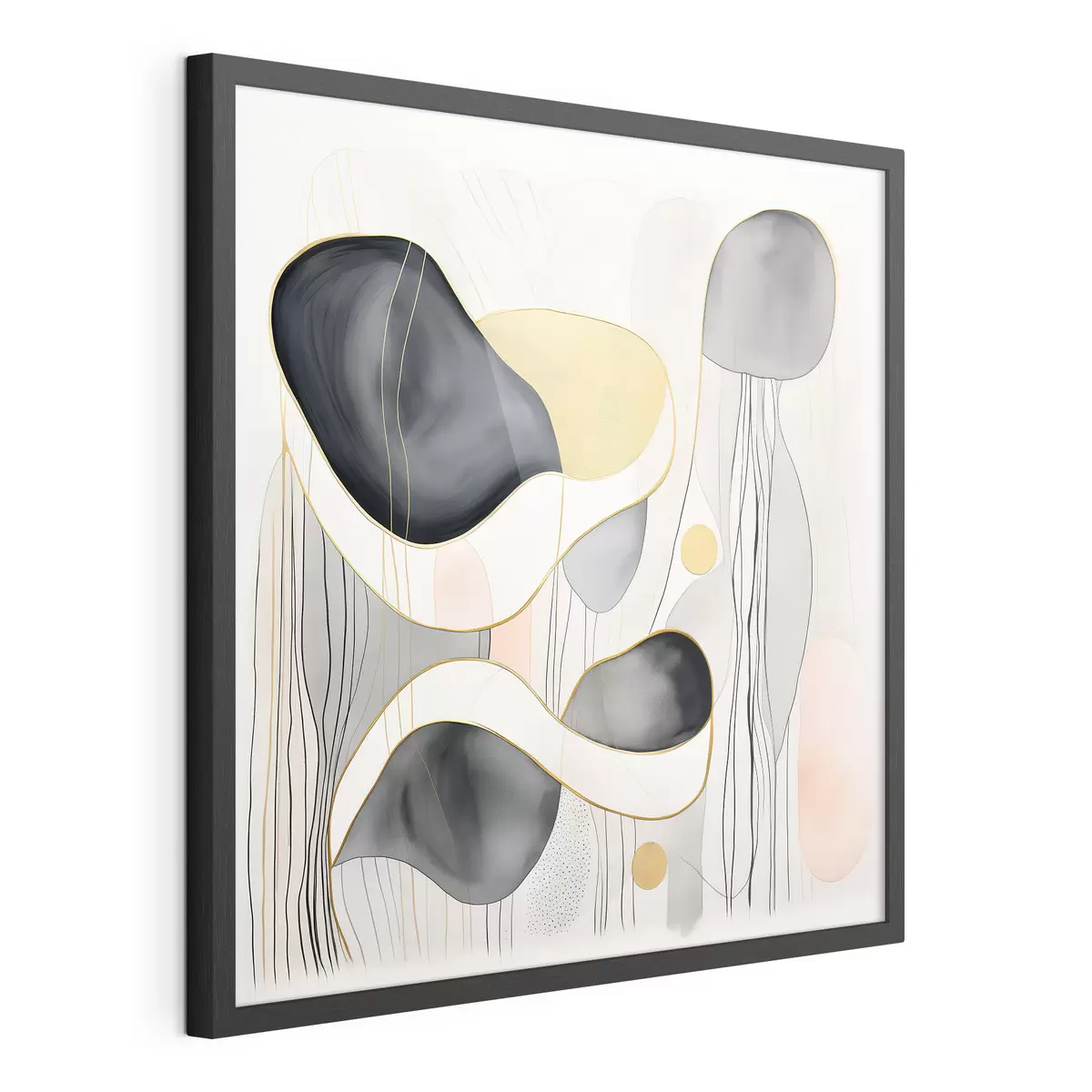 Poster Composizione neutra, macchie grigie e sabbiose in stile moderno f46334