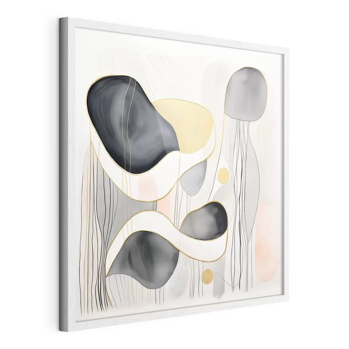 Poster Composizione neutra, macchie grigie e sabbiose in stile moderno f46334