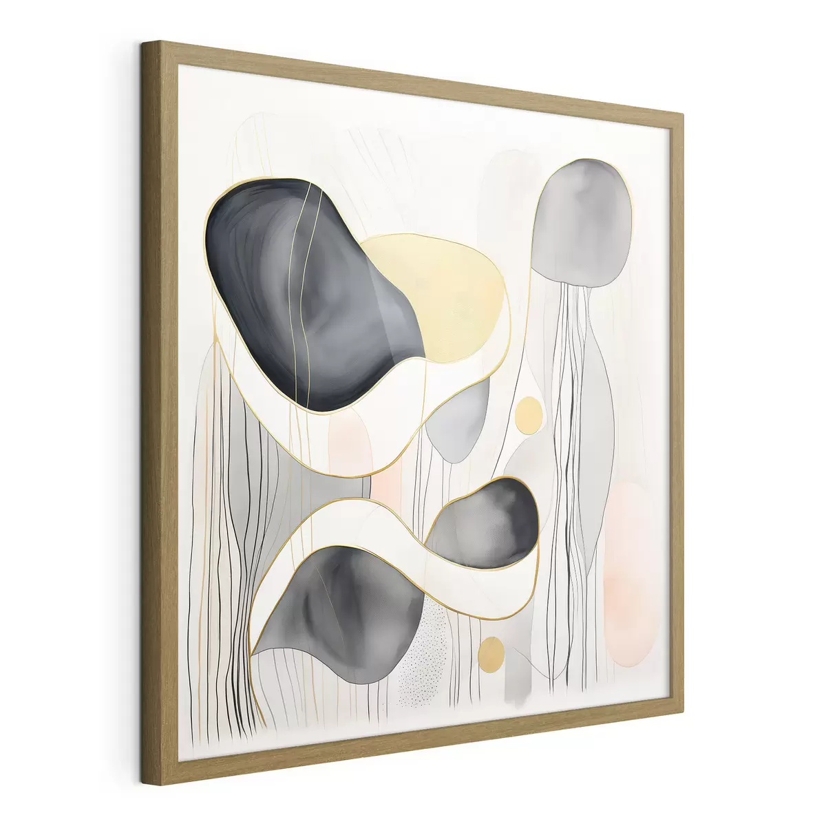 Poster Composizione neutra, macchie grigie e sabbiose in stile moderno f46334