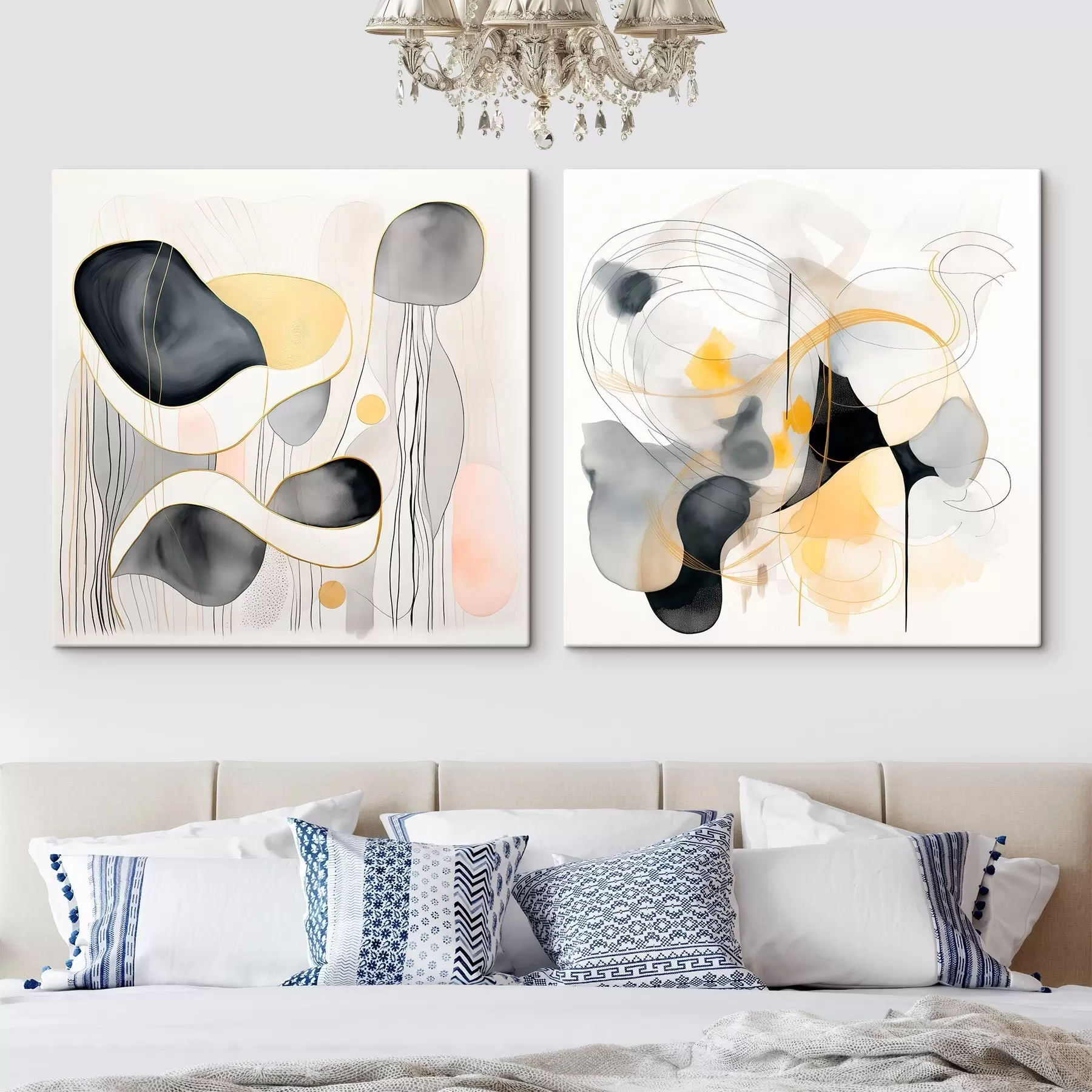 carta da parati Monocromatico e accenti gialli in stile astratto nr. m00905