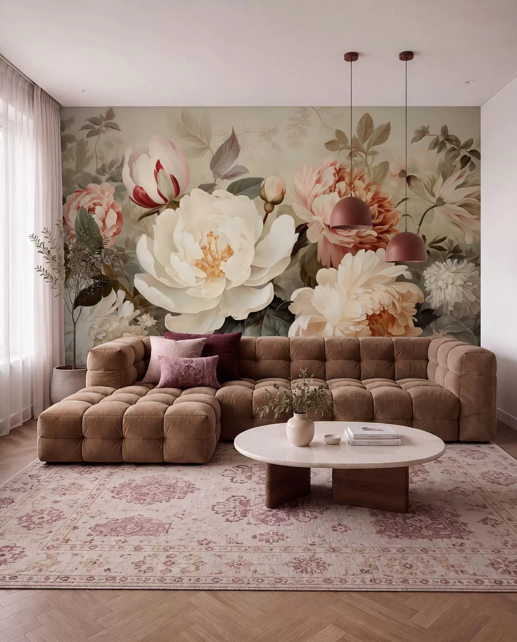 Carta da parati Floreale Bouquet rosa n. w09350