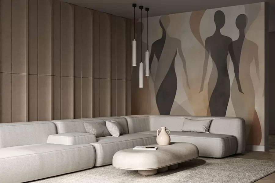 carta da parati Sagome e morbide onde nei toni caldi del beige-grigio nr. w04787