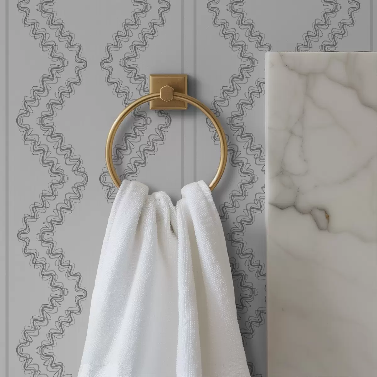 Carta da parati Zigzag in pizzo, grigio neutro a00689v2