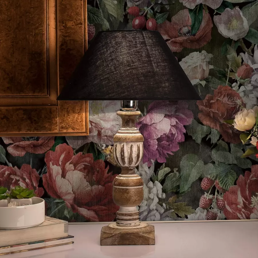 carta da parati Peonie scure e drammatiche, bacche e farfalla su sfondo nero nr. a00862