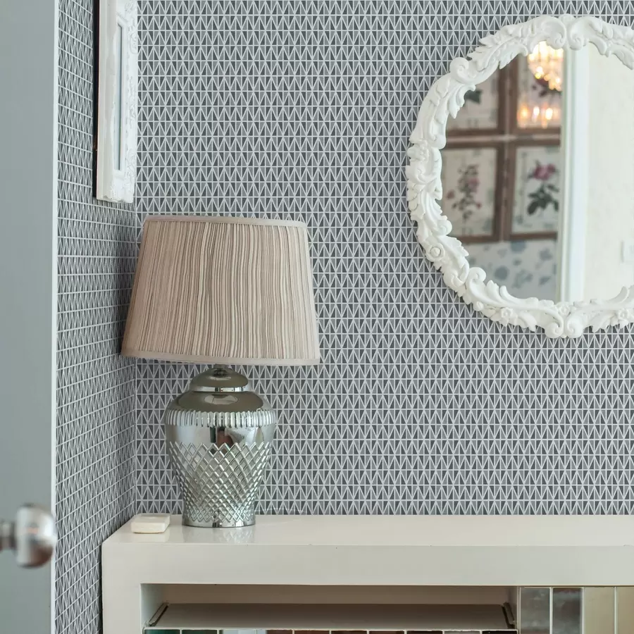 carta da parati Reticolo di diamanti bianchi raffinati su sfondo verde acqua tenue nr. a00903