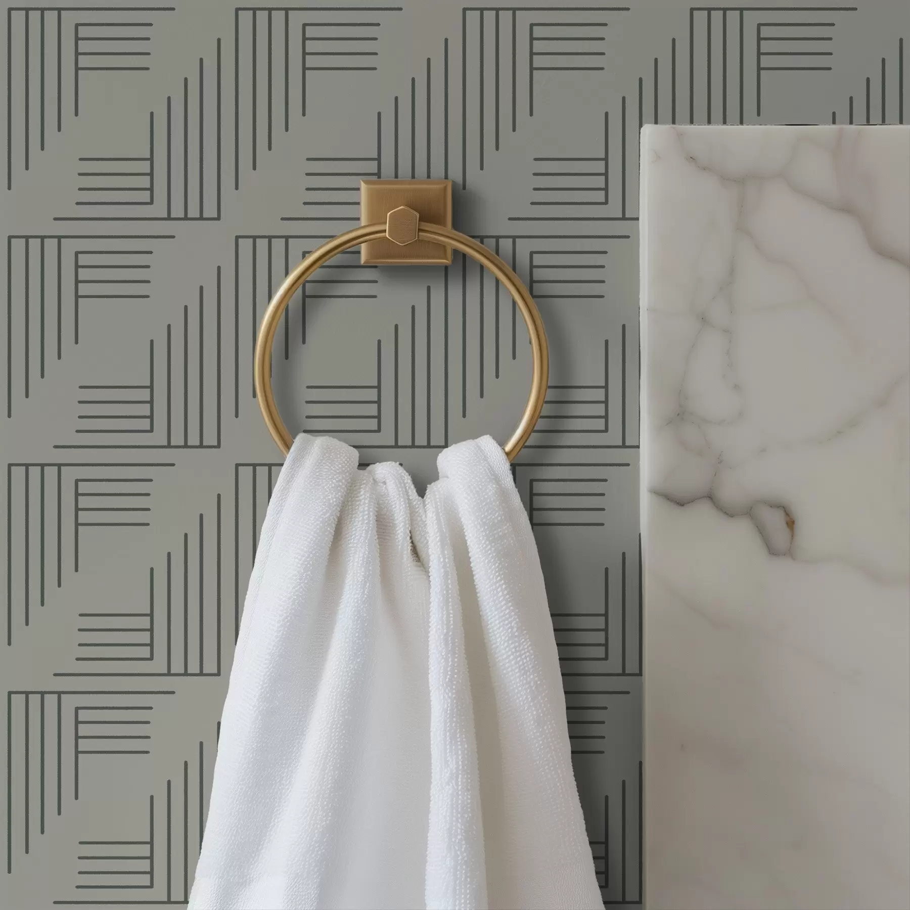 carta da parati Blocchi angolari lineari che formano quadrati su sfondo grigio caldo nr. a00907