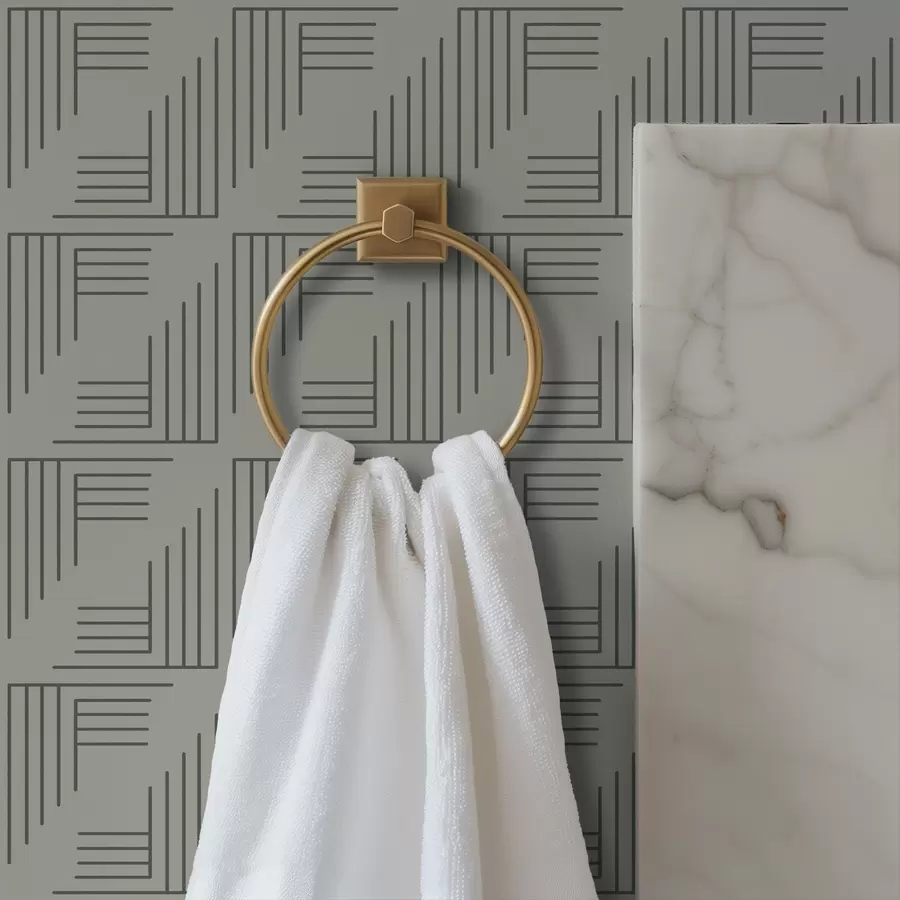 carta da parati Blocchi angolari lineari che formano quadrati su sfondo grigio caldo nr. a00907