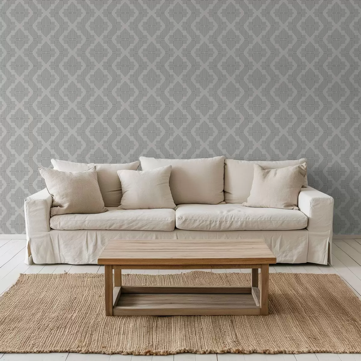 Carta da parati Linee di ardesia che formano quadrati a gradini su sfondo grigio chiaro a00909