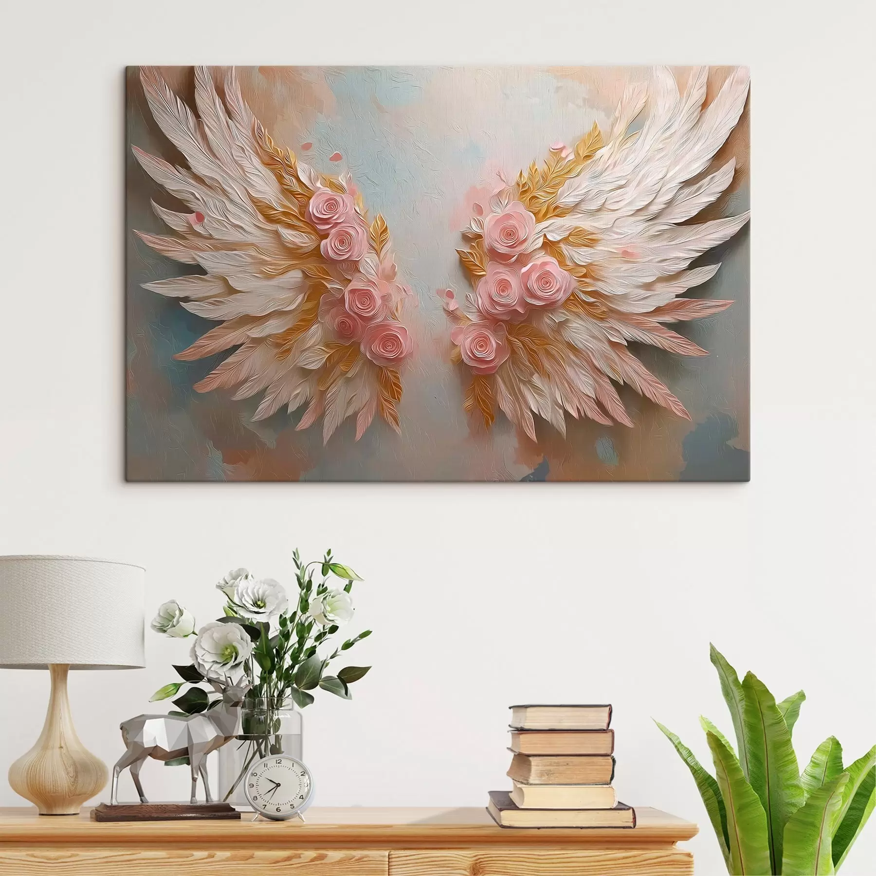 carta da parati Ali dai colori giallo e rosa nr. s46551