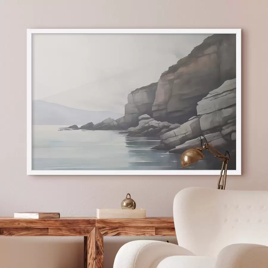 carta da parati Spiaggia rocciosa nella nebbia nr. f46464
