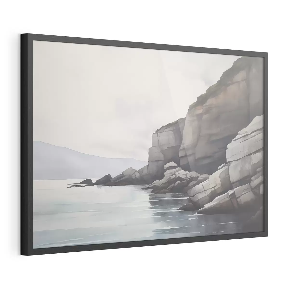 Poster Spiaggia rocciosa nella nebbia f46464