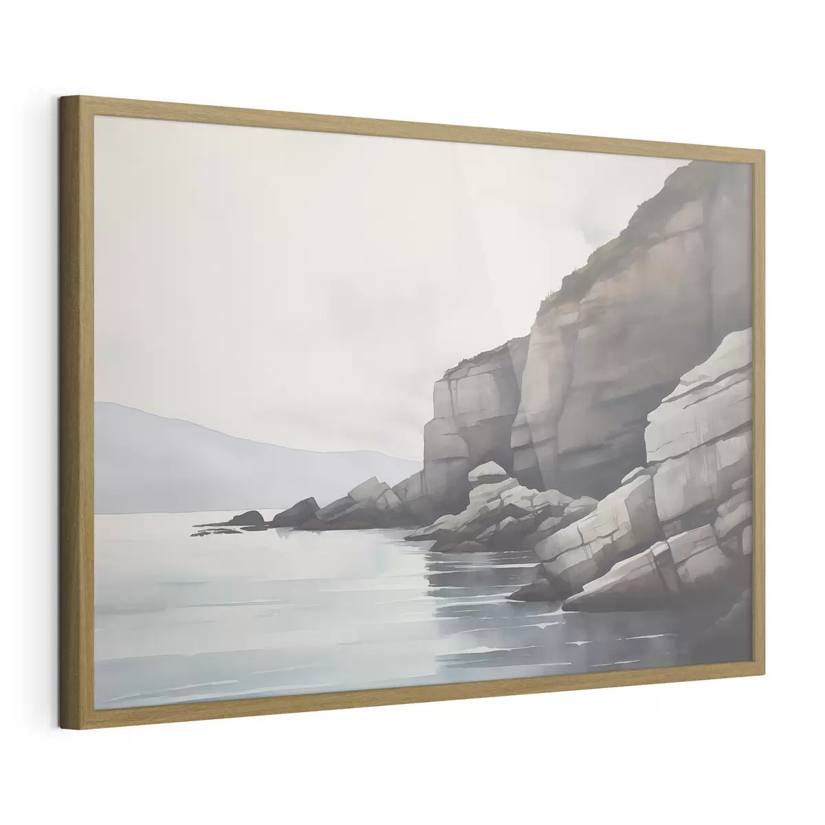 Poster Spiaggia rocciosa nella nebbia f46464