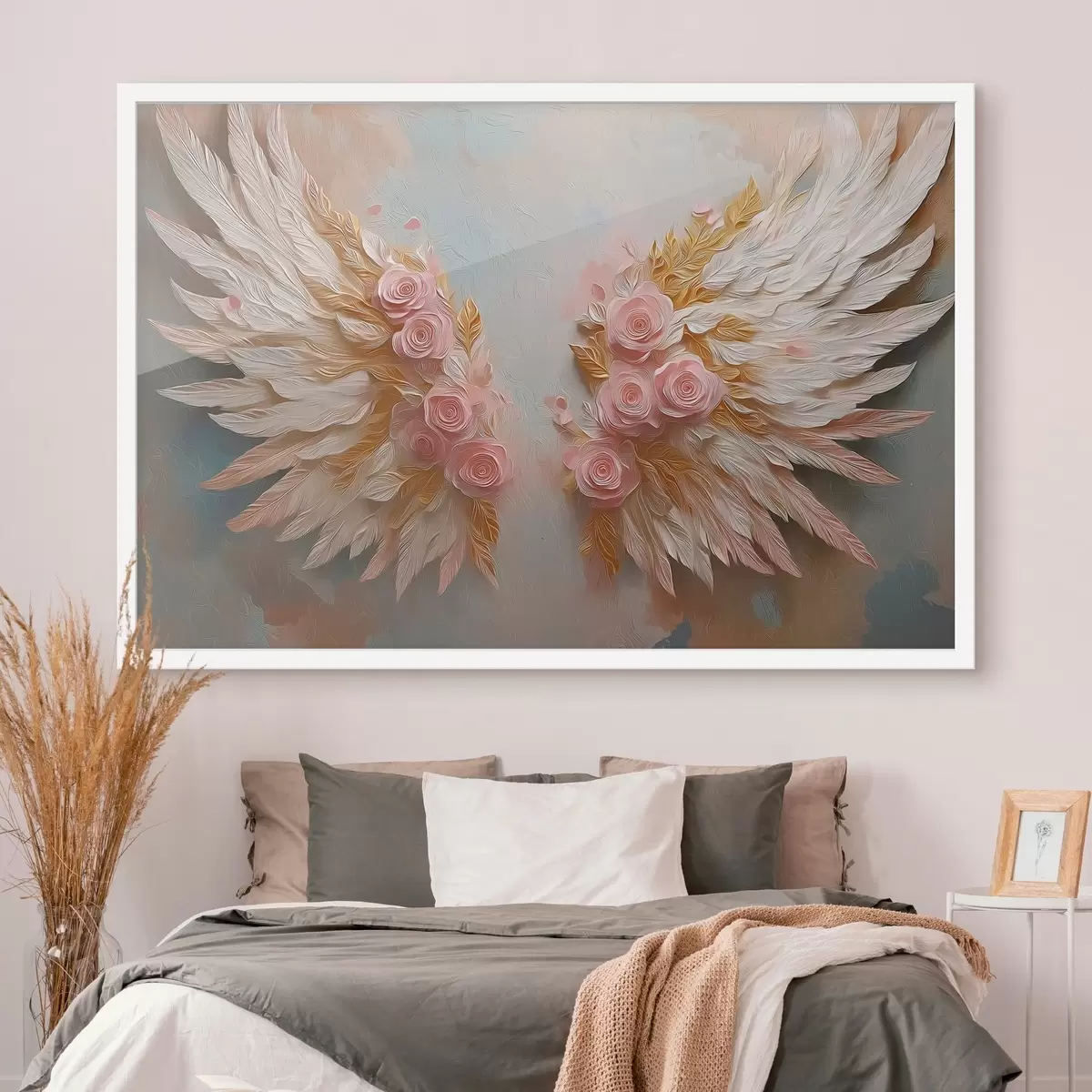 Poster Ali dai colori giallo e rosa f46551