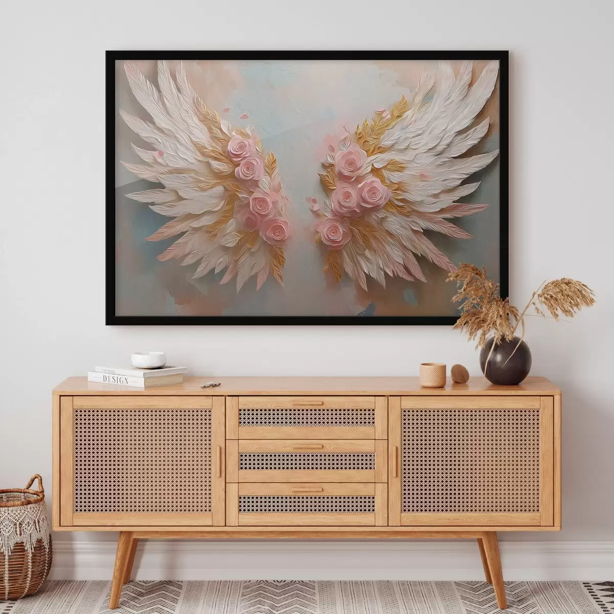 Poster Ali dai colori giallo e rosa f46551