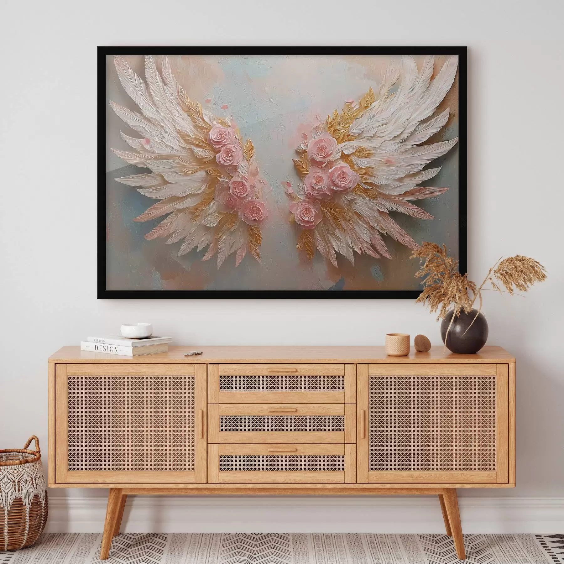 carta da parati Ali dai colori giallo e rosa nr. f46551