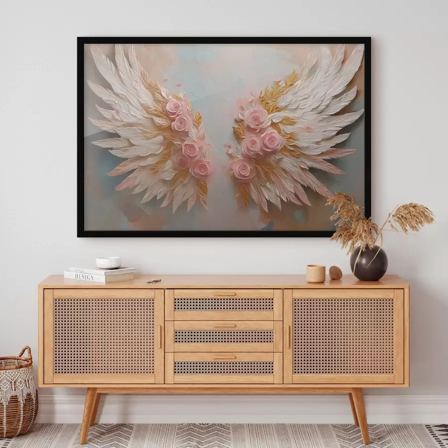 carta da parati Ali dai colori giallo e rosa nr. f46551