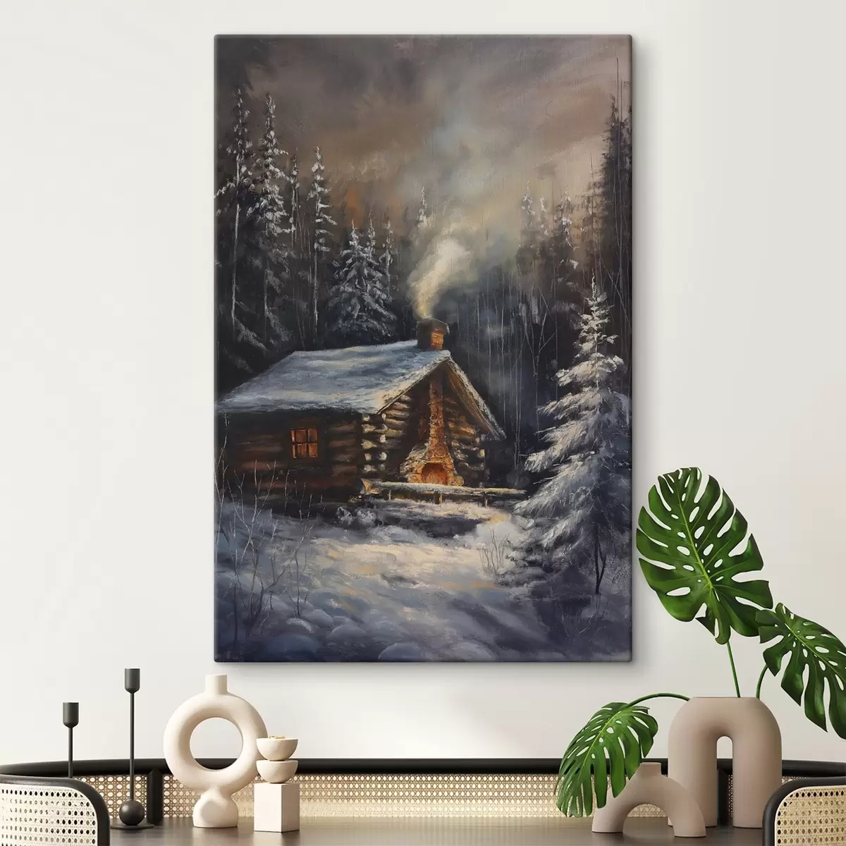 carta da parati Cottage in una foresta invernale nr. s46606