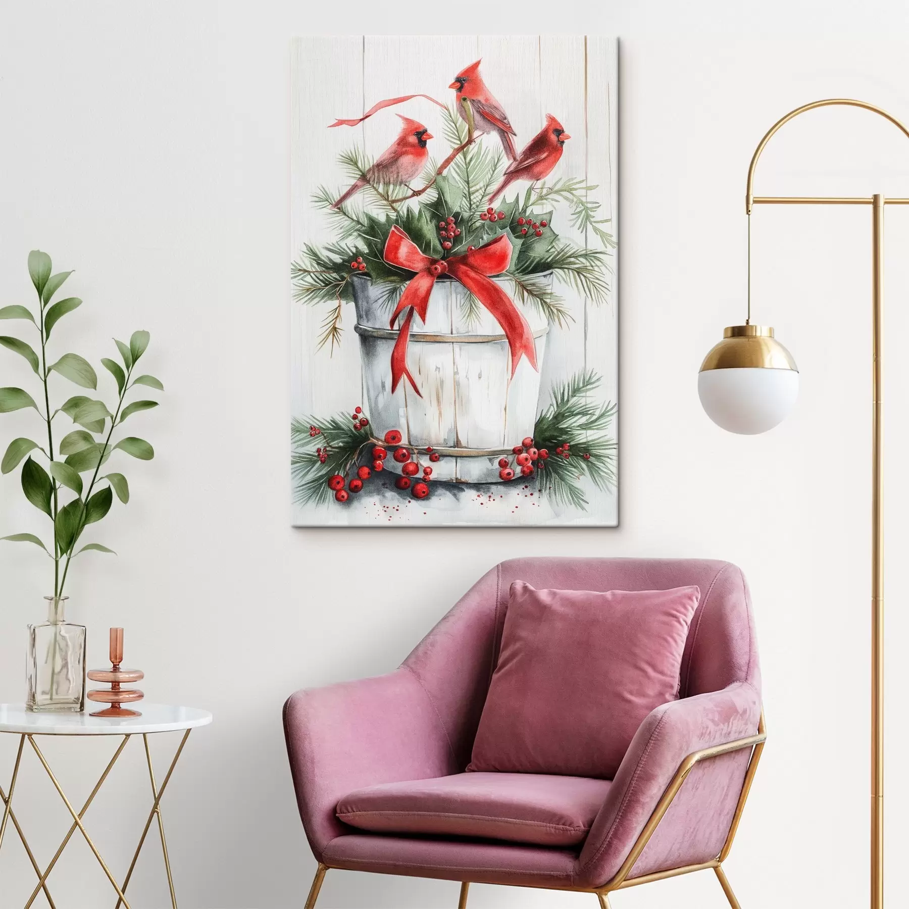 carta da parati Uccelli su un vaso natalizio nr. s46607