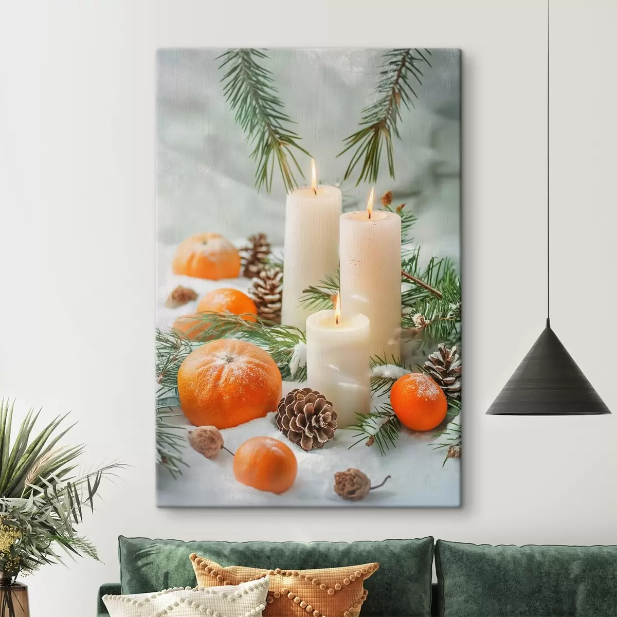 carta da parati Candele, mandarini e pigne nr. s46615