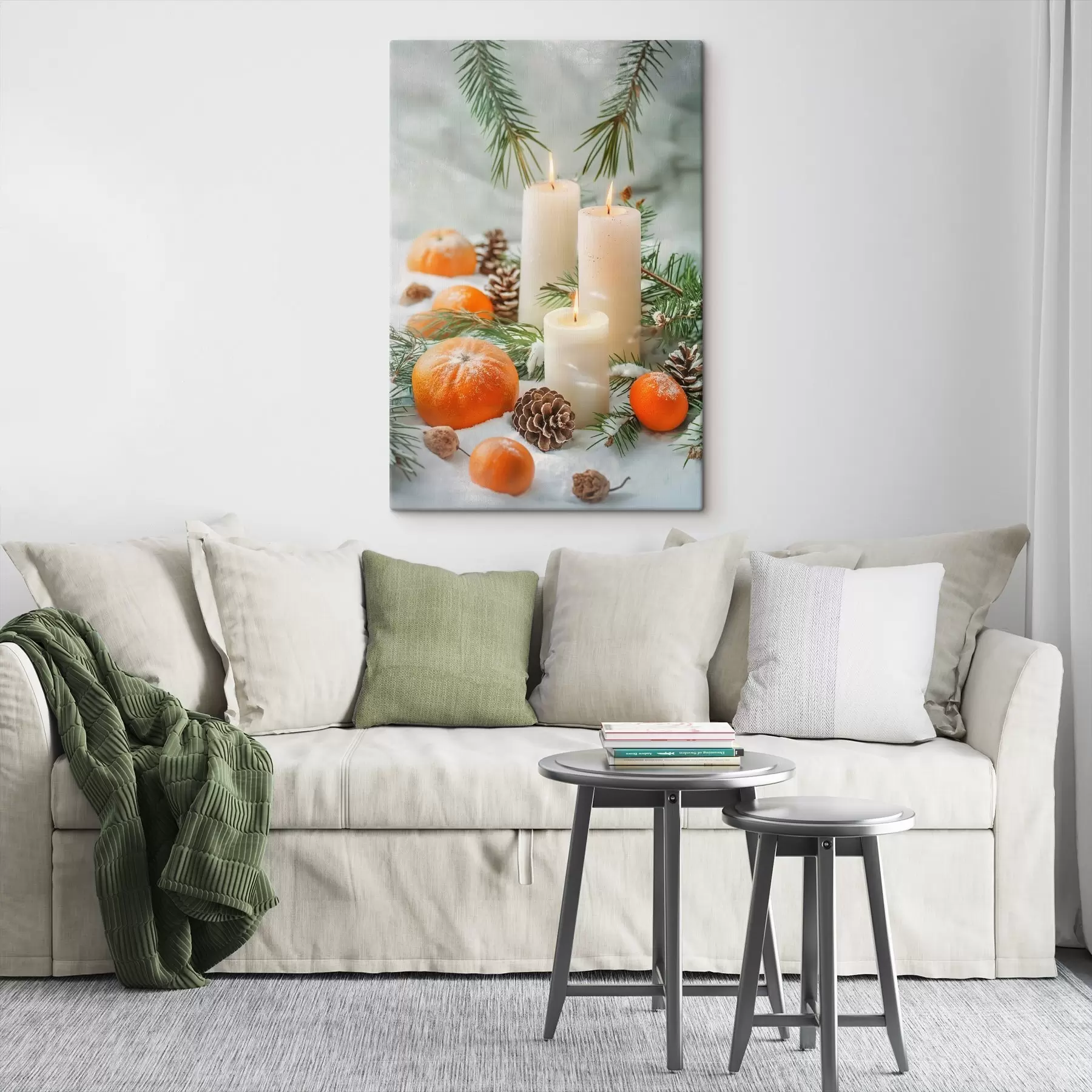 carta da parati Candele, mandarini e pigne nr. s46615