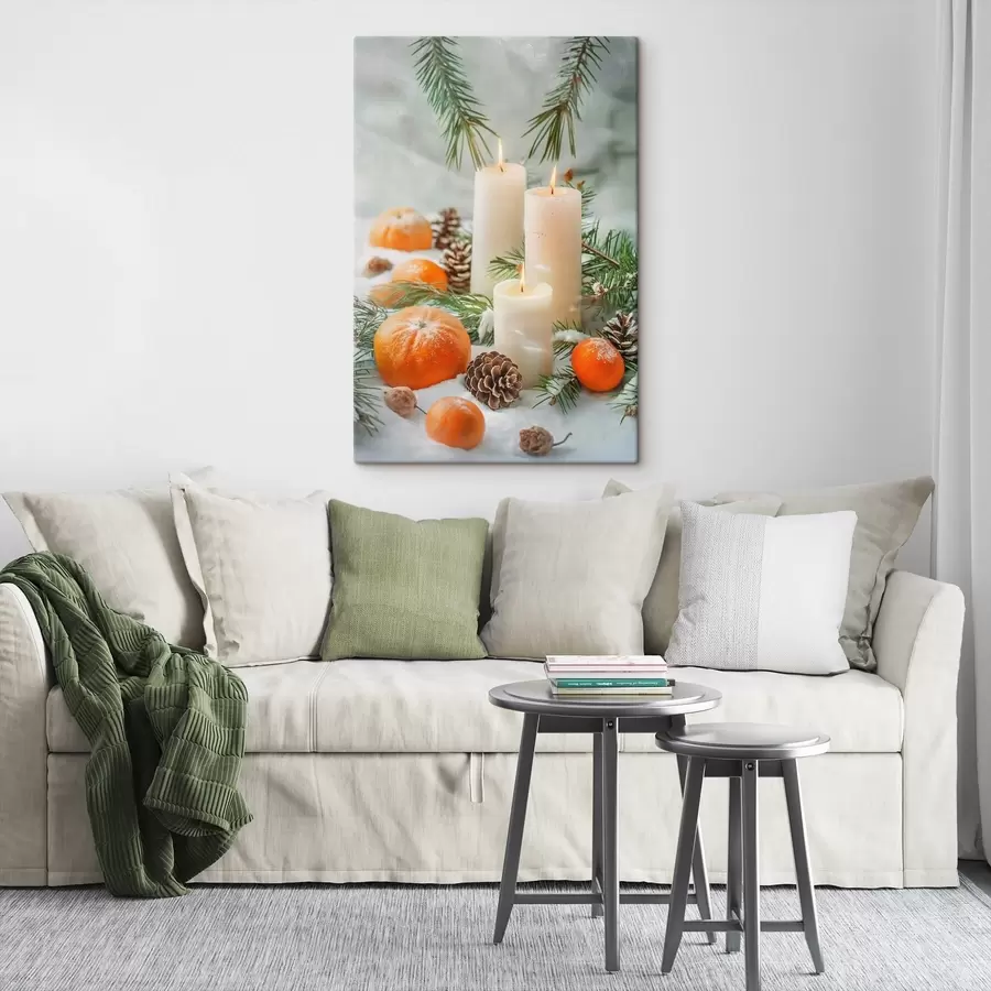 carta da parati Candele, mandarini e pigne nr. s46615