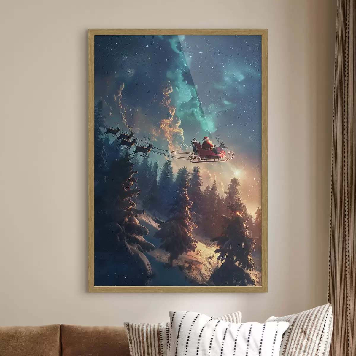 Poster Babbo Natale sulla renna f46602