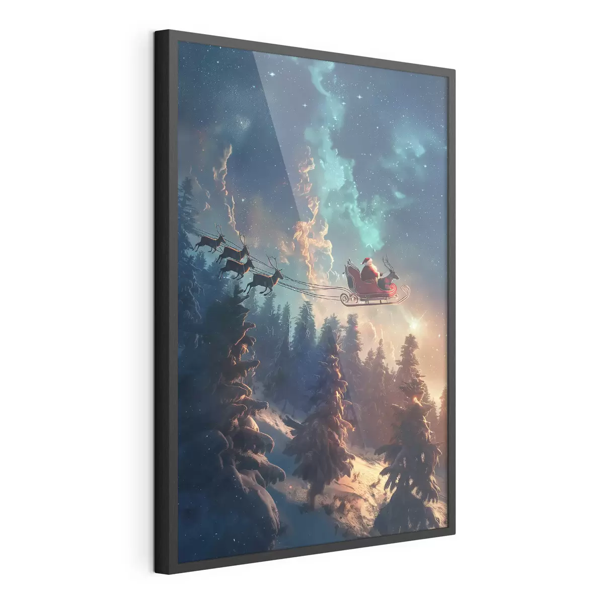 Poster Babbo Natale sulla renna f46602