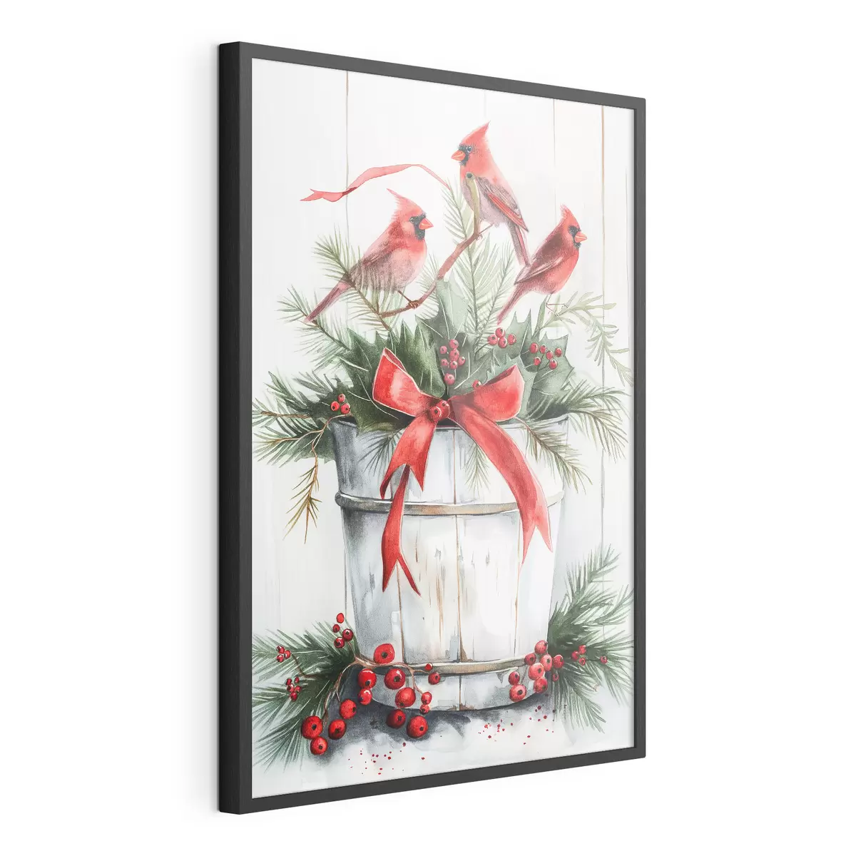 Poster Uccelli su un vaso natalizio f46607