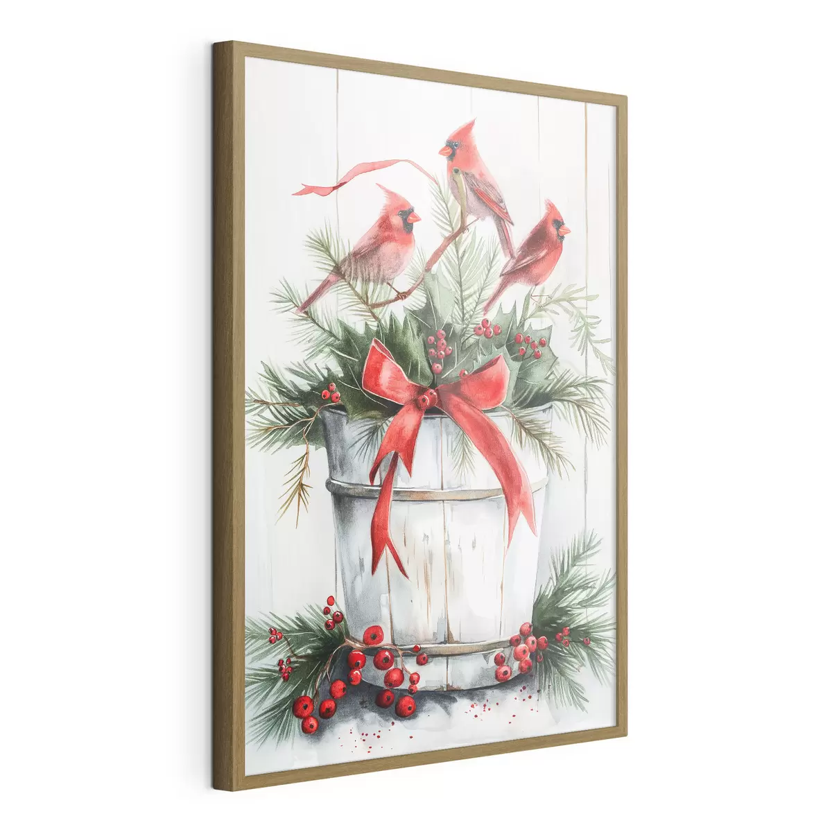 Poster Uccelli su un vaso natalizio f46607