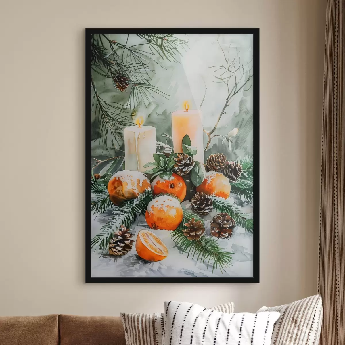Poster Candele, mandarini e pigne f46614