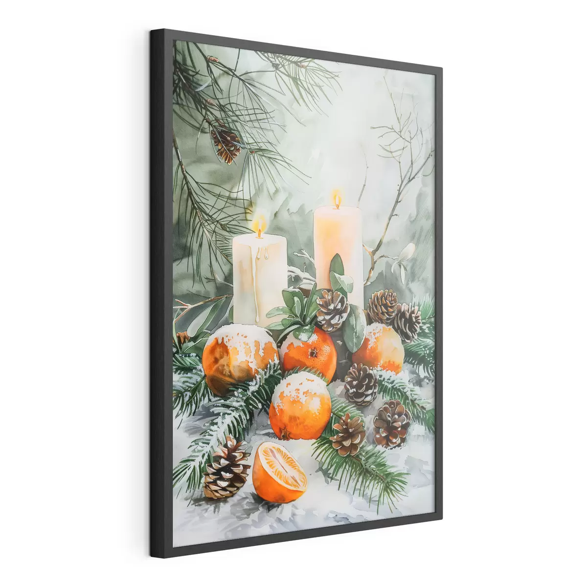 Poster Candele, mandarini e pigne f46614