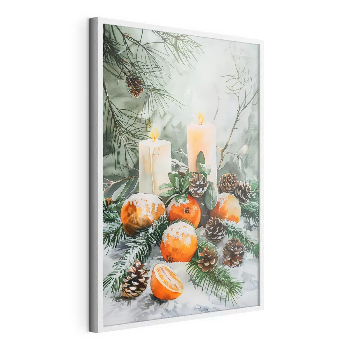 Poster Candele, mandarini e pigne f46614