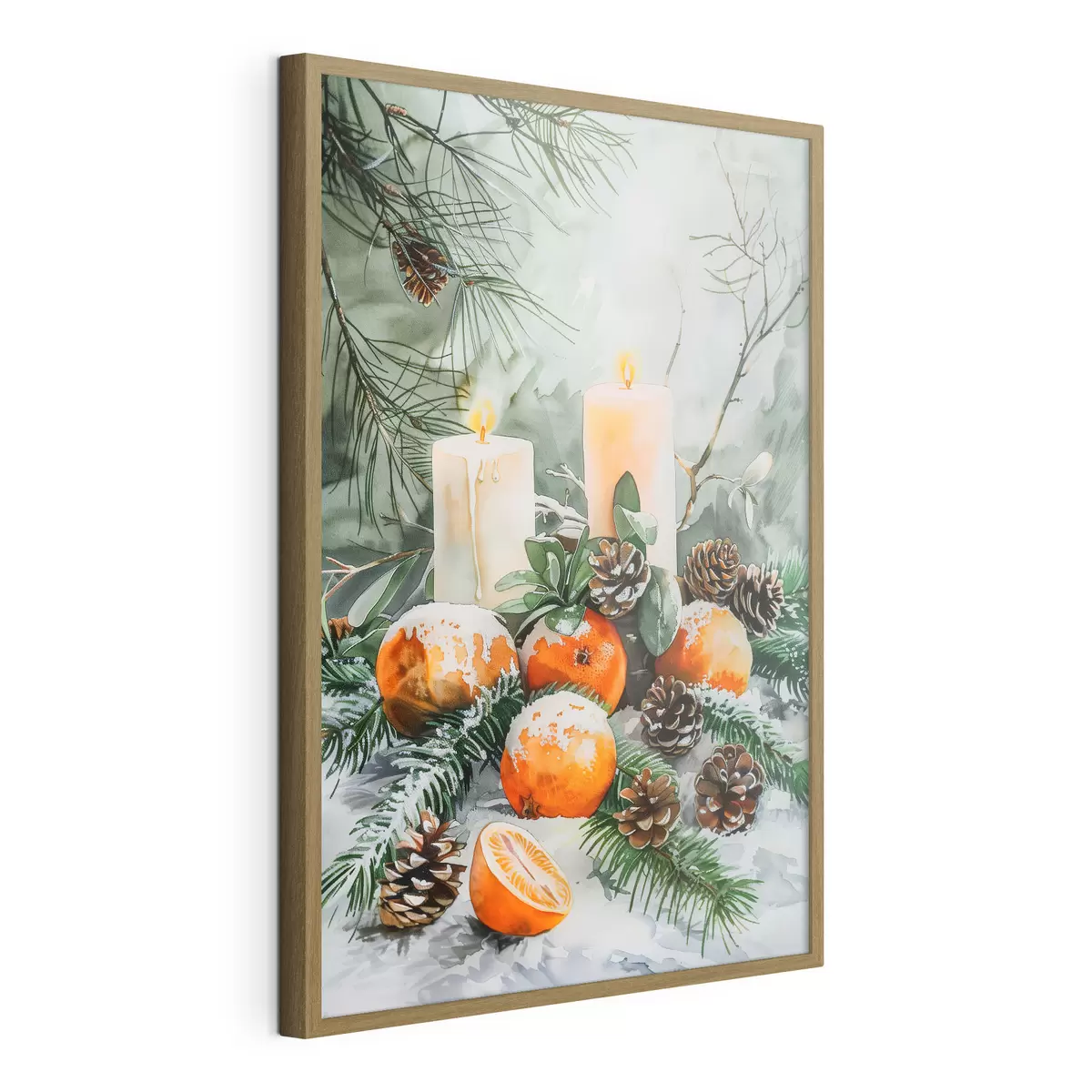 Poster Candele, mandarini e pigne f46614