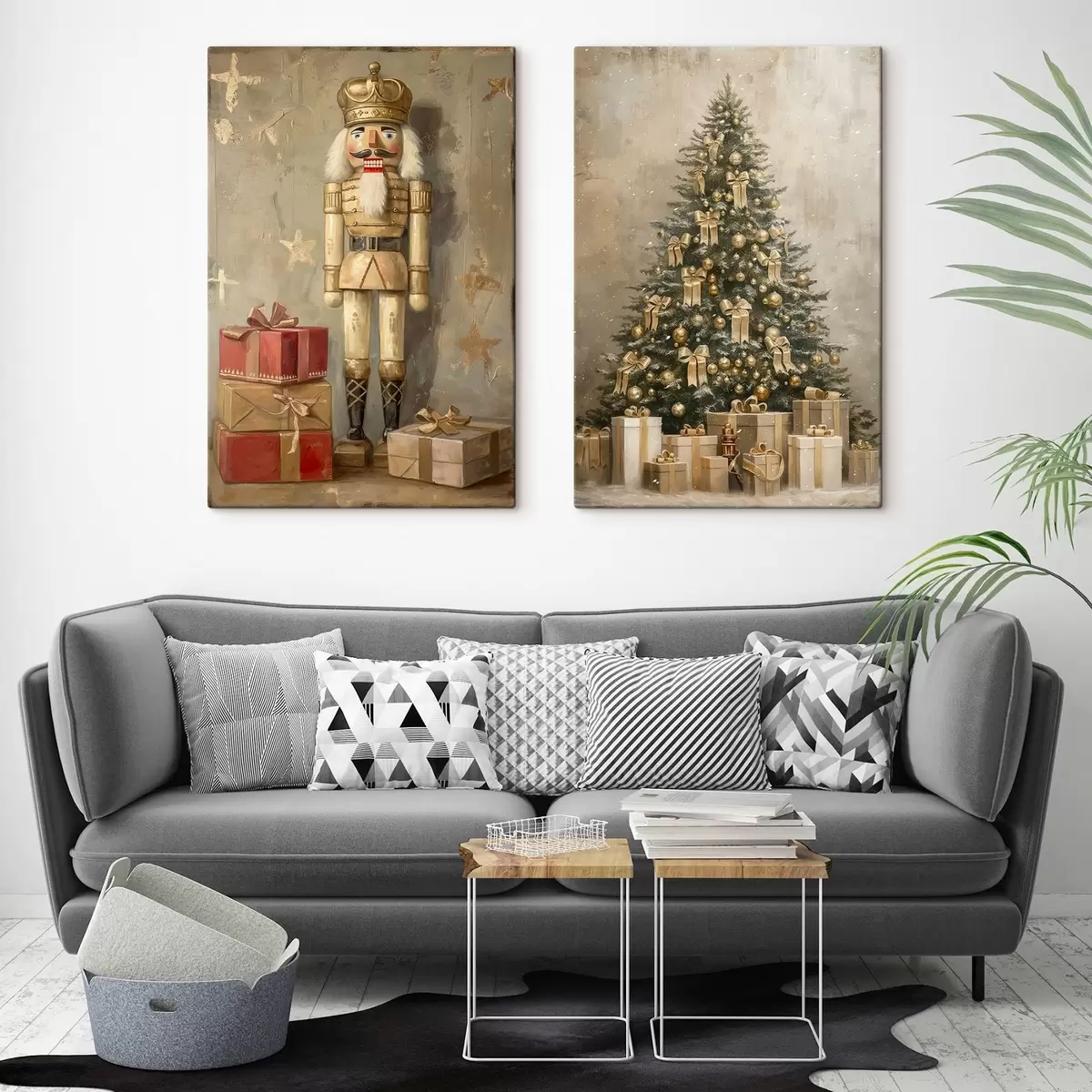 carta da parati Lo schiaccianoci e l'albero di Natale con i regali nr. m00957