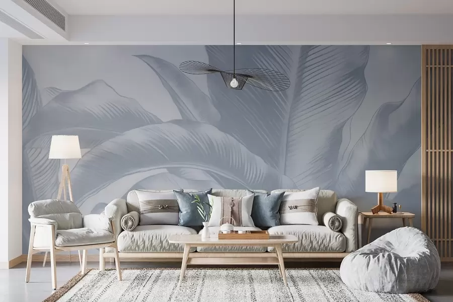 carta da parati Foglie lunghe, foglie di banano con effetto consumato nr. w04827v1