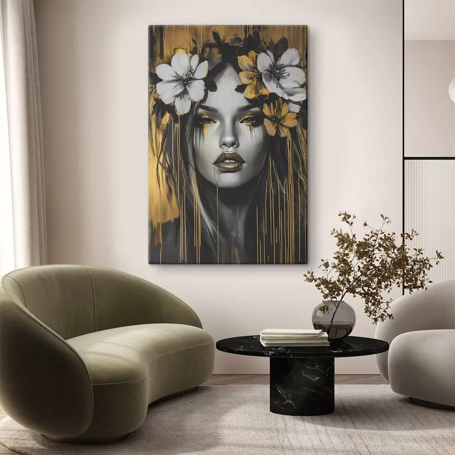 carta da parati Ritratto astratto di una donna con fiori nr. s46454