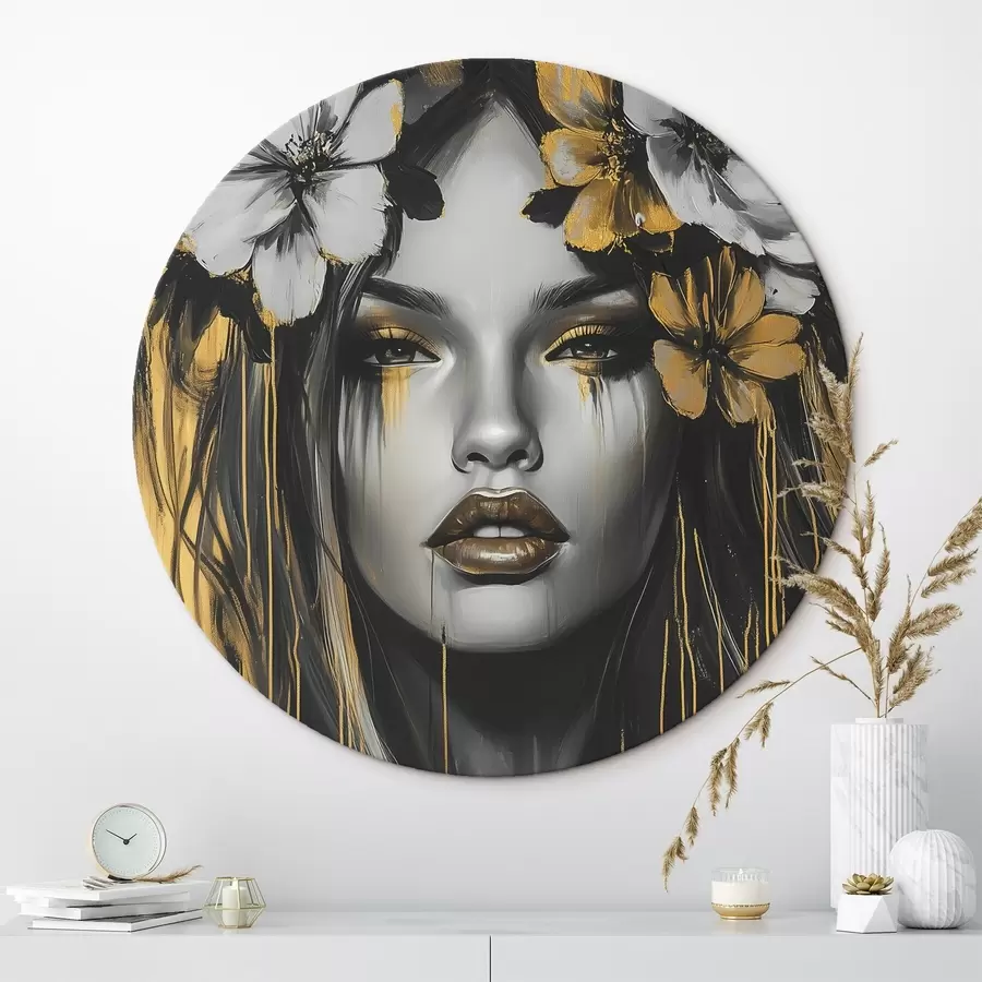 carta da parati Ritratto astratto di una donna con fiori nr. r46454