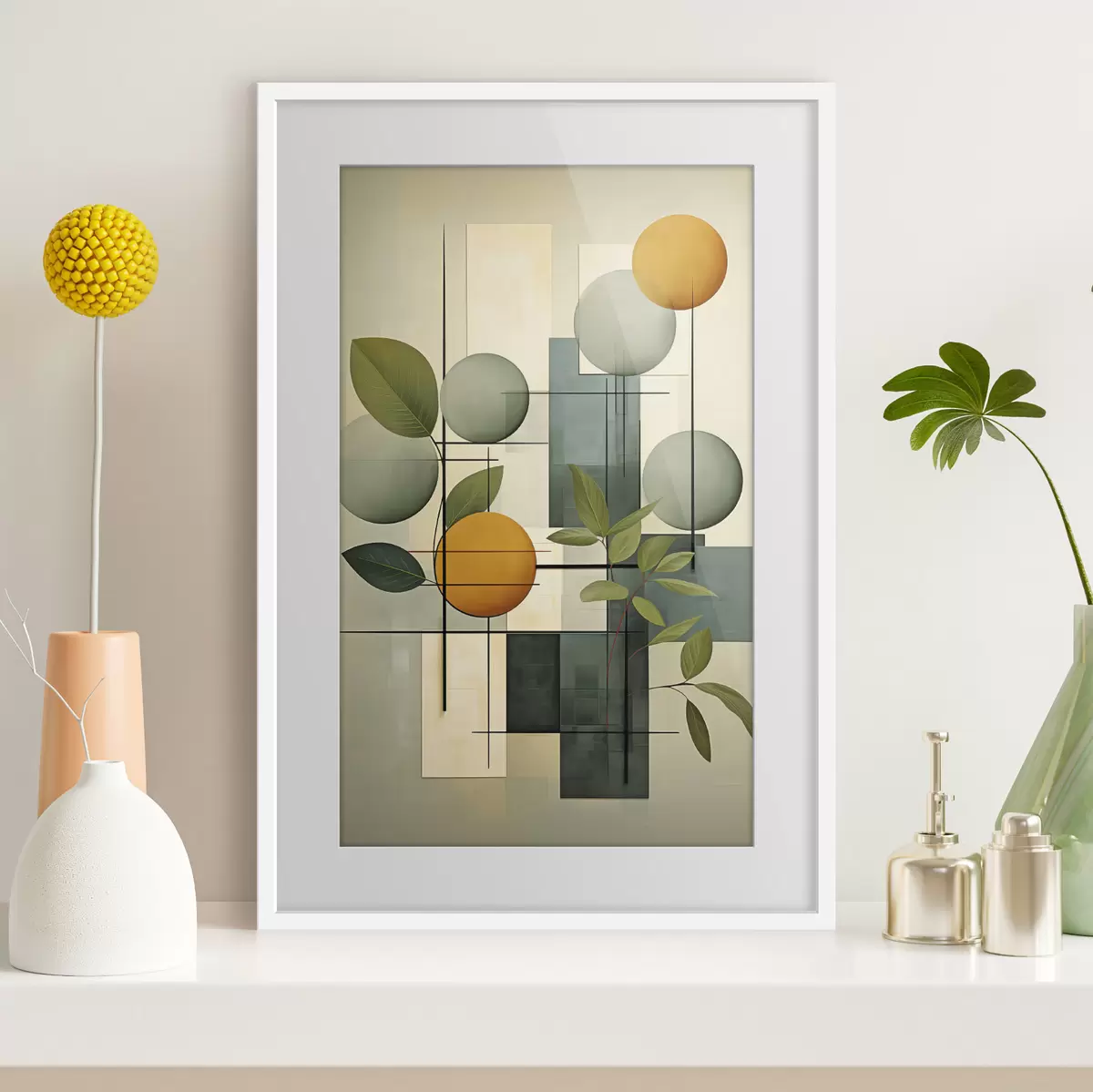Poster Astrazione geometrica con piante f46579