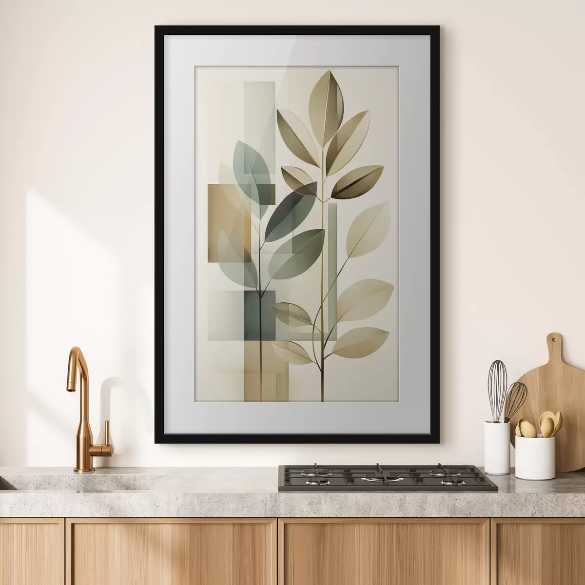 Poster Astrazione geometrica con foglie f46581