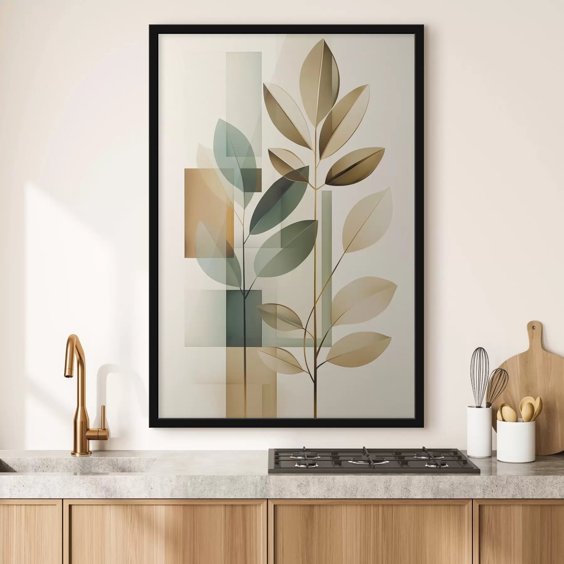 carta da parati Astrazione geometrica con foglie nr. f46581